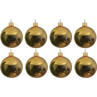 👉 Kerstbal glans goud active 8x Glazen kerstballen 10 cm kerstboom versiering/decoratie