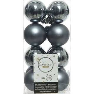 👉 Kerstbal grijsblauwe blauw kunststof active 16x kerstballen 4 cm glanzende/matte kunststof/plastic kerstversiering