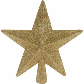 Goud Piek ster met glitters 19 cm