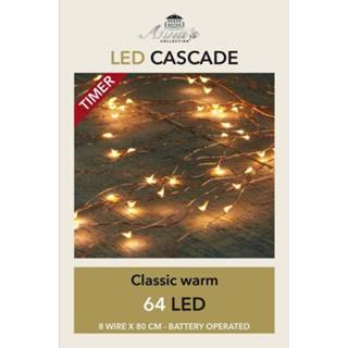 👉 Batterij active witte Cascade draadverlichting koperdraad 64 warm lampjes op