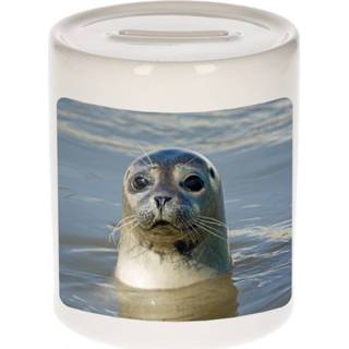 👉 Spaarpot grijze One Size meerkleurig jongens meisjes Dieren zeehond foto 9 cm en - Cadeau spaarpotten zeehonden liefhebber 8720276879972