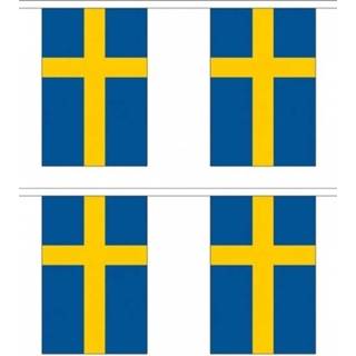 👉 Vlaggenlijn 2x Landenversiering Zweden vlaggenlijnen 3 m