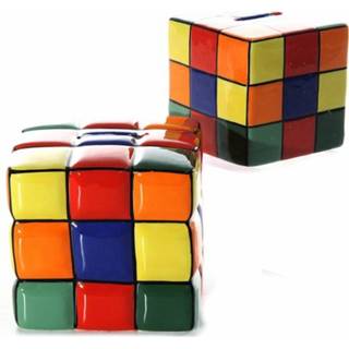Gekleurde kubus spaarpotten 10 cm
