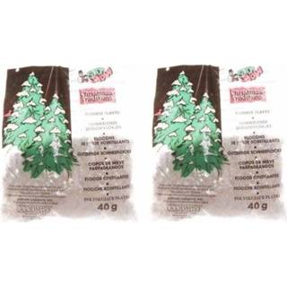👉 Active 2x Kerstboomversiering glitter sneeuwvlokjes 40 gram