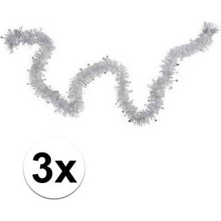 👉 Zilver kunststof 3x Folieslinger / kerstboomslinger 8 cm x 2 m