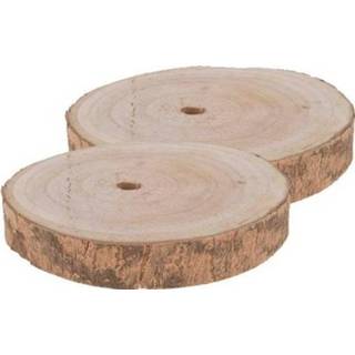 👉 2x Woondecoratie ronde boomschijven 20 cm van Paulowna hout