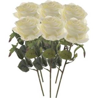 👉 Kunststof active witte wit roosjes kunst tak 45 cm 6 stuks