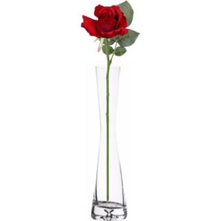👉 Vaas satijn active rode Smalle cadeau met roos van 30 cm
