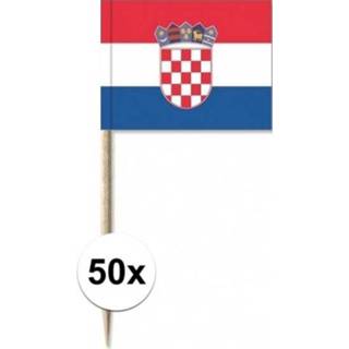👉 50x Cocktailprikkers Kroati? 8 cm vlaggetje landen decoratie