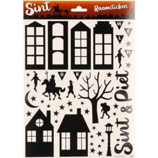 Sinterklaas decoratie stickers voor op het raam zwart