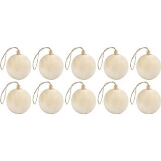 👉 Kerstboom hout 10x decoratie ballen van licht 6,4 cm