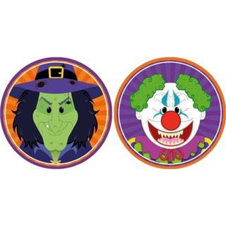 👉 20x Horror/Halloween versiering/decoratie bierviltjes heksje/horror clowntje van karton