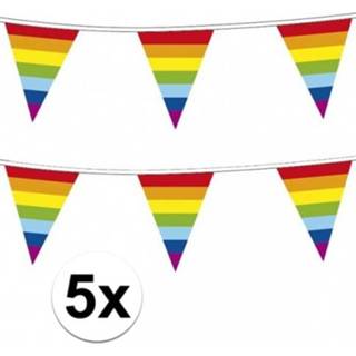 👉 Vlaggenlijn Pakket met 5 regenboog vlaggenlijnen van 10m
