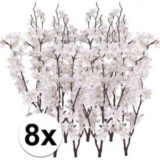 👉 8x Stuks witte appelbloesem kunstbloem/tak met 57 bloemetjes 84 cm
