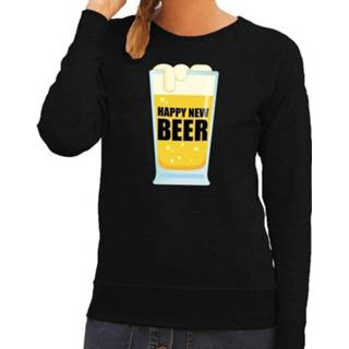 👉 Foute oud en nieuw trui / sweater Happy New Beer zwart dames