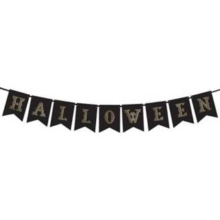 👉 Zwarte Halloween decoratie vlaggenlijnen/slingers 175 cm