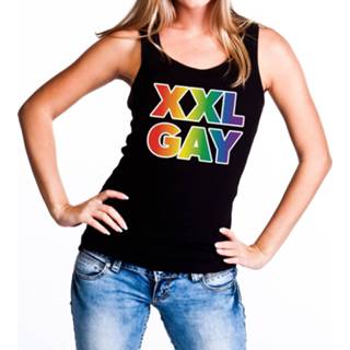 👉 Tanktop XXL active gay|rainbow|regenboog|xxl| vrouwen zwart Regenboog gay pride evenement voor dames