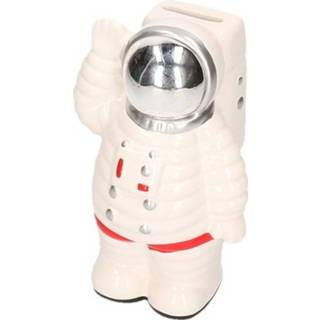 👉 Spaarpot witte wit keramiek kinderen active astronauten 18 cm