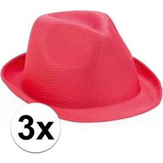 👉 3x Roze trilby hoedjes voor volwassenen