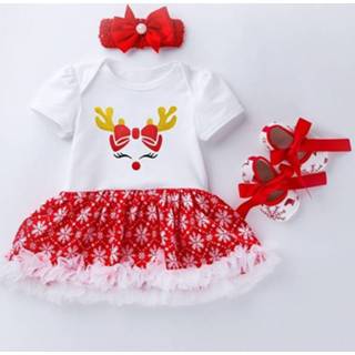 👉 Gouden 66 active schoonheid baby's Driedelige set babykleding met korte mouwen en cartoonprint (kleur: eland Maat: 66)