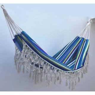 👉 Hangmat blauwe polyester active Outdoor Camping Kwastje (3 Gestreepte Kwastjes)