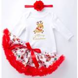👉 Rompertje 73 active schoonheid baby's kinderen Baby Cartoon Romper met lange mouwen Netgaren Tutu Driedelige kinderkleding (Kleur: Elk Maat: 73)
