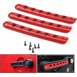 👉 Handvat rood active 3 STKS Auto Cover Deur Aluminium Handgreep voor Jeep Wrangler JK 2-deurs 2007-2017 (rood) 6922912809202