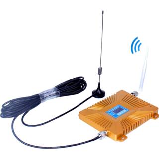 👉 GSM900 / WCDMA2100 Mini mobiele telefoon LCD signaal Repeater met Sucker antenne (goud)