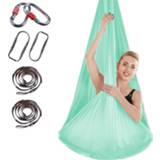 👉 Indoor anti-zwaartekracht yoga knoopvrije antenne yoga hangmat met gesp / verlengband, afmeting: 400x280cm (meer groen)