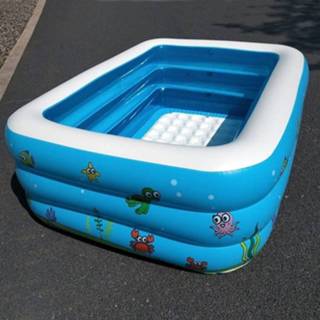 👉 Huishoudenkinderen 1.1m Drie Lagen Rechthoekig Druk Opblaasbaar Zwembad, Grootte: 110 * 90 * 46cm