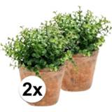 👉 2x Nep eucalyptus plant groen in oude terracotta pot kunstplant