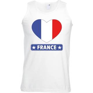 👉 Tanktop wit Frankrijk vlag in hart wit heren