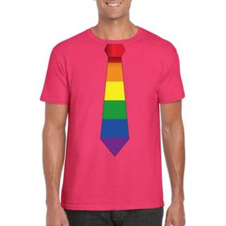 👉 Gay pride shirt met regenboog stropdas roze heren