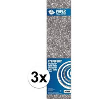 👉 3x Knutsel alu-crepe vouw papier glitter zilver 150 x 50 cm