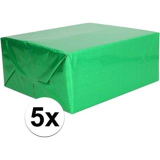 👉 Cadeaupapier groen active 5x Metallic folie 70 x 150 cm