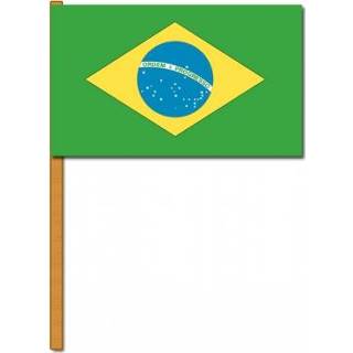 👉 Brazilie luxe zwaaivlaggetjes/handvlaggetjes 30 x 45 cm met stokje