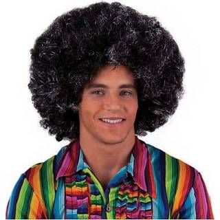 👉 Pruik zwart zilver active Mooie maxi afro 8712364575781