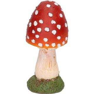 Tuin beeld active Vliegenzwam paddenstoelen tuinbeeldje 13 cm