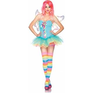 👉 Multi synthetisch vrouwen Regenboog fairy kostuum voor dames