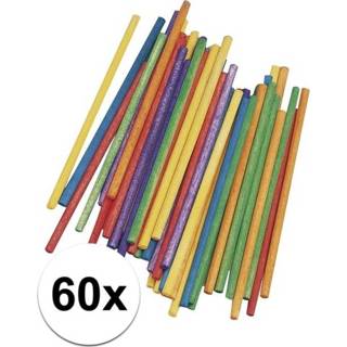 👉 60x stuks gekleurde knutselhoutjes van 10 x 0,4 cm