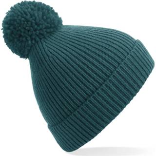 👉 Winter muts active groen Gebreide warme wintermuts in het emerald met pompom