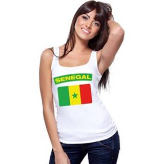 👉 Vlag wit active vrouwen Senegal mouwloos shirt dames