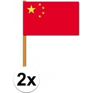 👉 2x Luxe zwaaivlaggen China 30 x 45 cm