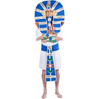 👉 Luxe farao kostuum met blauwe hoofdtooi