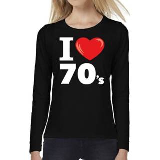 👉 I love 70s / seventies long sleeve t-shirt zwart dames