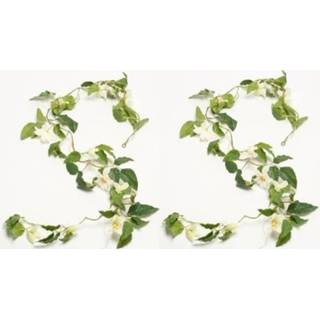 👉 Kunstplant groene 2x Clematis kunsttak kunstplanten 180 cm