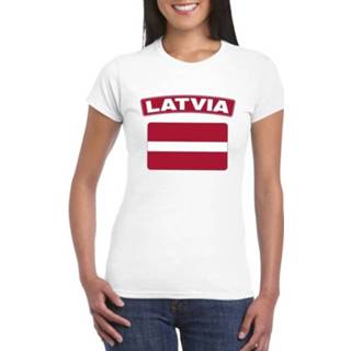 👉 Shirt wit active vrouwen T-shirt Letlandse vlag dames