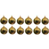 👉 Kerstbal glans goud active 12x Glazen kerstballen 10 cm kerstboom versiering/decoratie