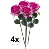 👉 Kunstbloem paars roze 4x Paars/roze rozen Simone kunstbloemen 45 cm