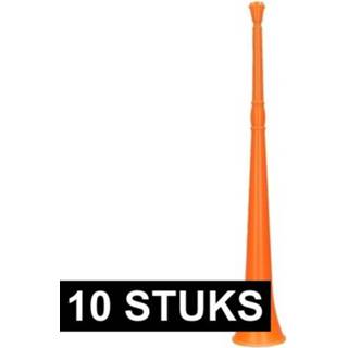 👉 10x Feest vuvuzela oranje 48 cm